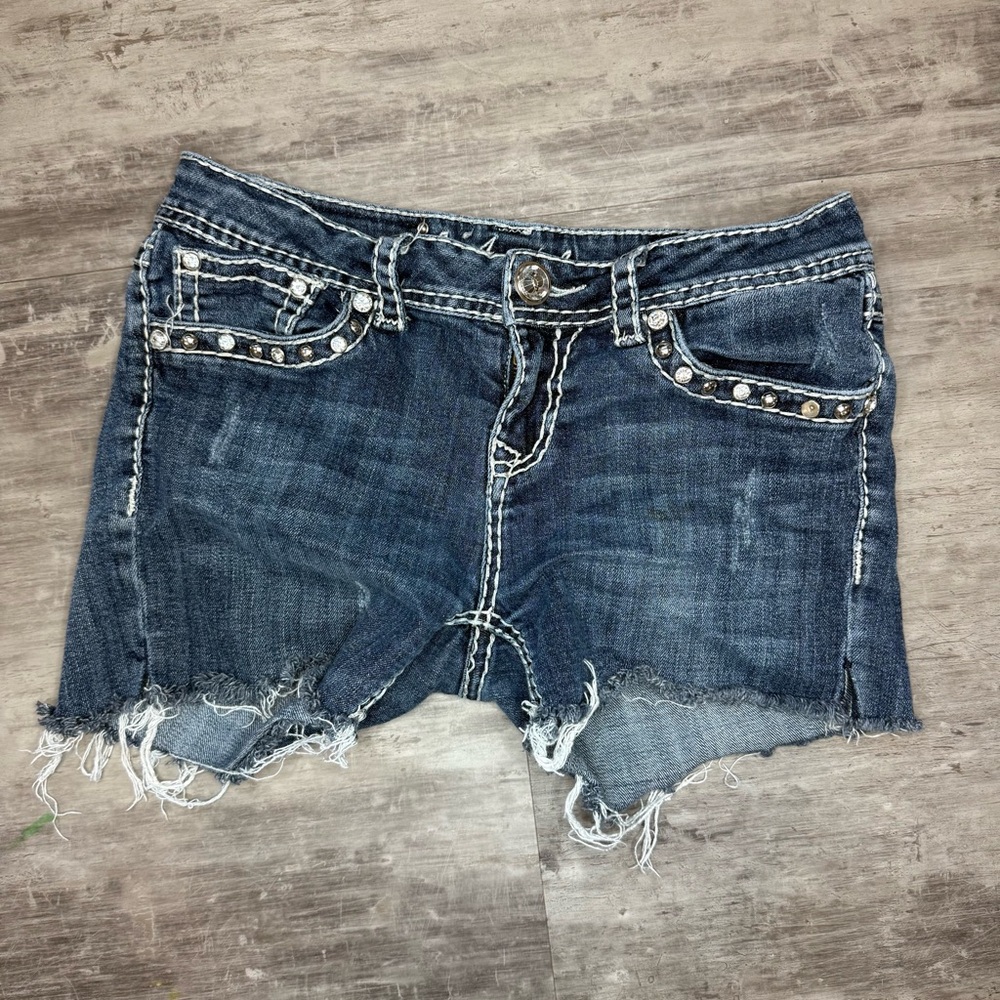 L.A. Idol‎ Embellished Denim Shorts Size 5